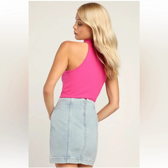 Free People Modern Femme Denim Mini Skirt - Light Wash - Size 6 - NWT - Picture 2 of 9